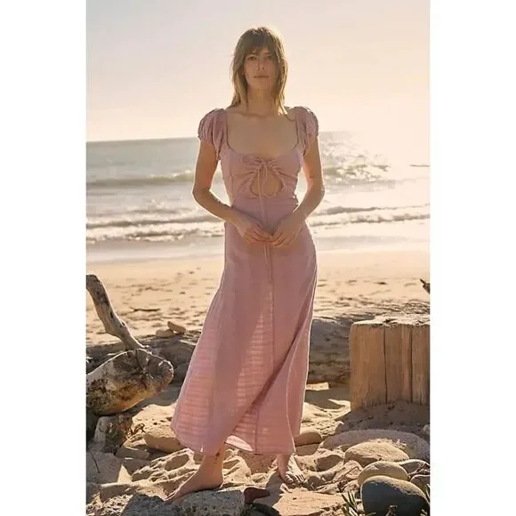 Free People Endless Summer Extra Dose Midi - Lilac Rose Cream Size S - Picture 1 of 8
